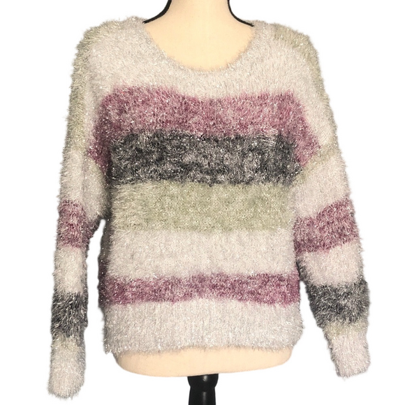 wild fable Sweaters - WILD FABLE Fuzzy Purple Glitter Long Sleeve Sweatr